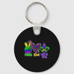 Peace Love Mardi Gras Key Ring