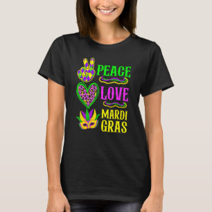 Peace Love Mardi Gras Leopard Funny Festival Carni T-Shirt