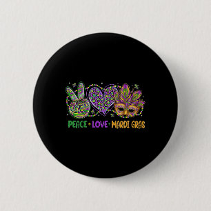 Peace Love Mardi Gras Mask Beads For Women Carniva 6 Cm Round Badge