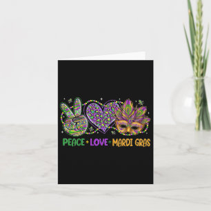 Peace Love Mardi Gras Mask Beads For Women Carniva Card