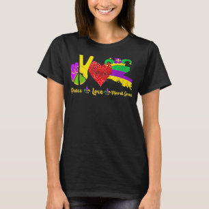 Peace love Mardi Gras New Orleans Louisiana Map Ma T-Shirt