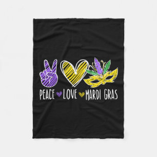 Peace Love Mardi Gras New Orleans Louisiana Parade Fleece Blanket