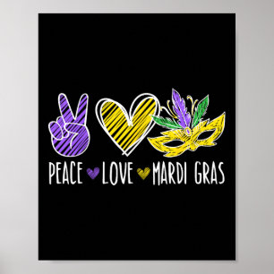 Peace Love Mardi Gras New Orleans Louisiana Parade Poster