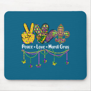 Peace love mardi gras shirts women girl carnival mouse pad