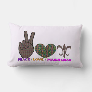 Peace Love Mardi Gras Throw Pillow