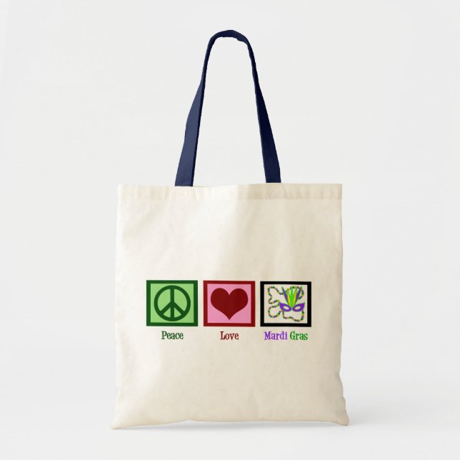 Peace Love Mardi Gras Tote Bag (Front)