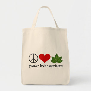 Peace Love Marinara Basil Leaves Cluster Tote Bag