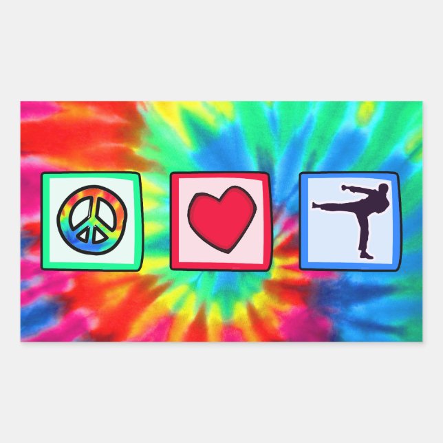 Peace, Love, Martial Arts Rectangular Sticker (Front)