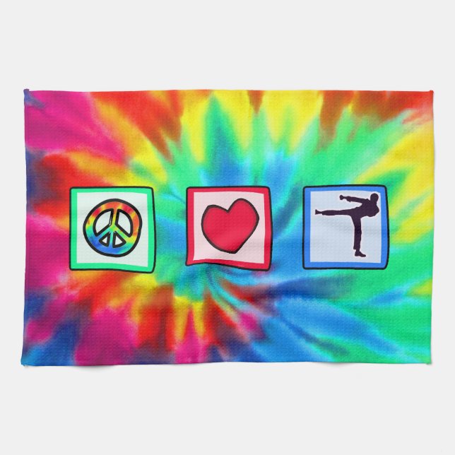 Peace, Love, Martial Arts Tea Towel (Horizontal)