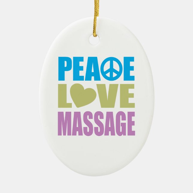 Peace Love Massage Ceramic Tree Decoration (Front)