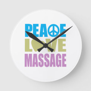 Peace Love Massage Round Clock