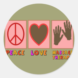 Peace, Love, Massage Therapy Classic Round Sticker