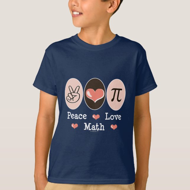 Peace Love Math Kids T-shirt (Front)