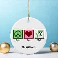 Peace Love Math Teacher Personalised Christmas