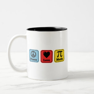 Peace Love Math Teachers Gifts for Mens Womens Two-Tone Coffee Mug