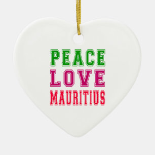 Peace Love Mauritius Ceramic Tree Decoration