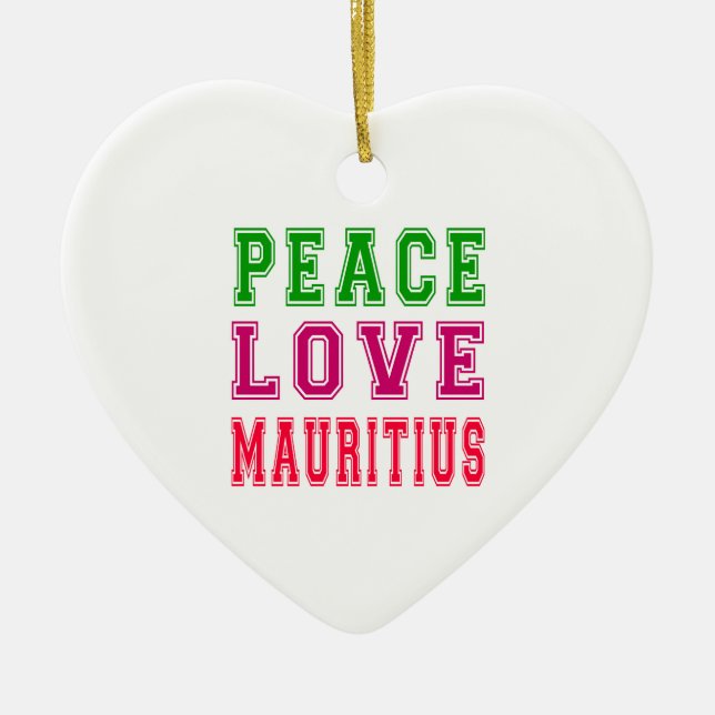 Peace Love Mauritius Ceramic Tree Decoration (Front)