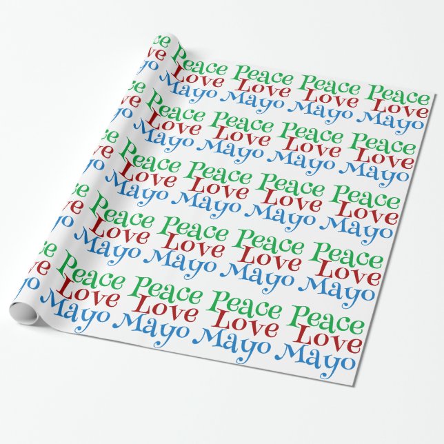 Peace Love Mayonnaise Funny Mayo Wrapping Paper (Unrolled)
