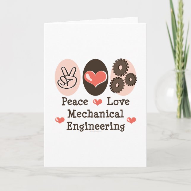 Peace Love Mechanical Engineering Greeting Card (Front)