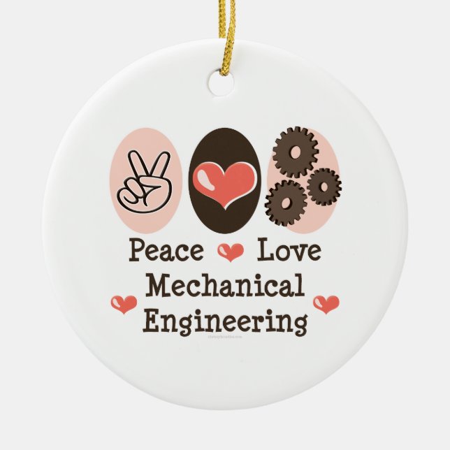 Peace Love Mechanical Engineering Ornament (Front)