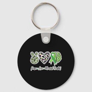 Peace Love Mental Health We Wear Green Mental Heal Key Ring