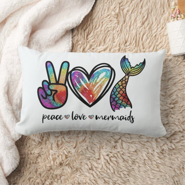 Peace Love Mermaid Throw Pillows (Blanket)