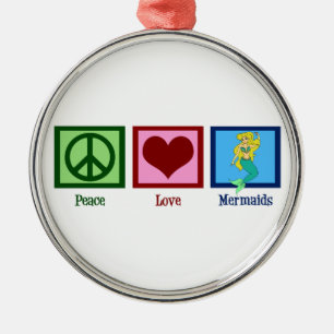 Peace Love Mermaids Metal Tree Decoration