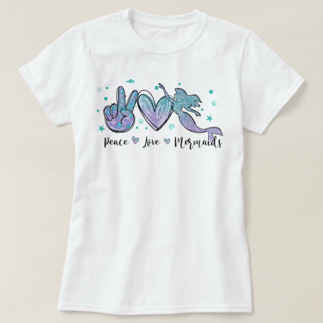 Peace Love Mermaids Squad Tie Dye Cute Costume Sum T-Shirt (Design Front)