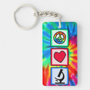 Peace, Love, Microscopes Key Ring