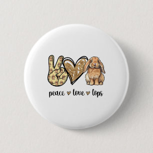 Peace Love Mini Holland Lop Bunny Rabbit Lover 6 Cm Round Badge
