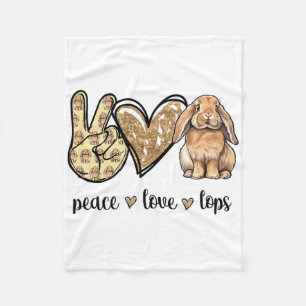 Peace Love Mini Holland Lop Bunny Rabbit Lover  Fleece Blanket