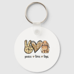 Peace Love Mini Holland Lop Bunny Rabbit Lover  Key Ring