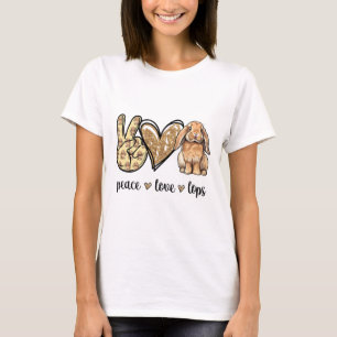 Peace Love Mini Holland Lop Bunny Rabbit Lover T-Shirt