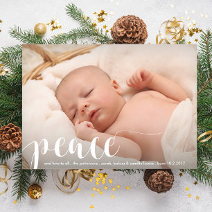 Peace, Love Modern Classic Christmas Holiday Photo Card