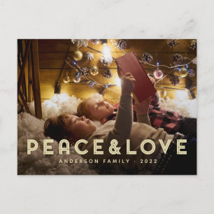 Peace & Love Modern Simple Typography Holiday Postcard
