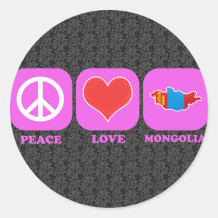 Peace Love Mongolia Classic Round Sticker