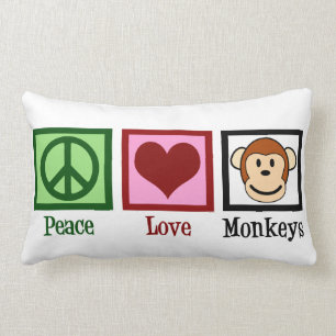 Peace Love Monkeys Lumbar Cushion