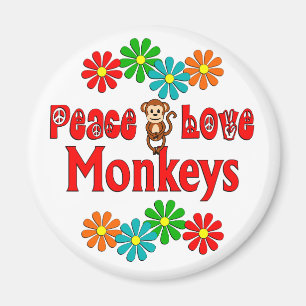Peace Love Monkeys Magnet
