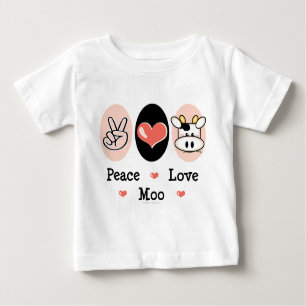 Peace Love Moo Cow Infant Long Sleeve Tee Shirt
