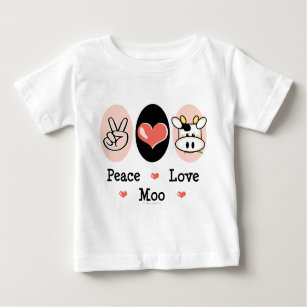Peace Love Moo Cow Infant Long Sleeve Tee Shirt 