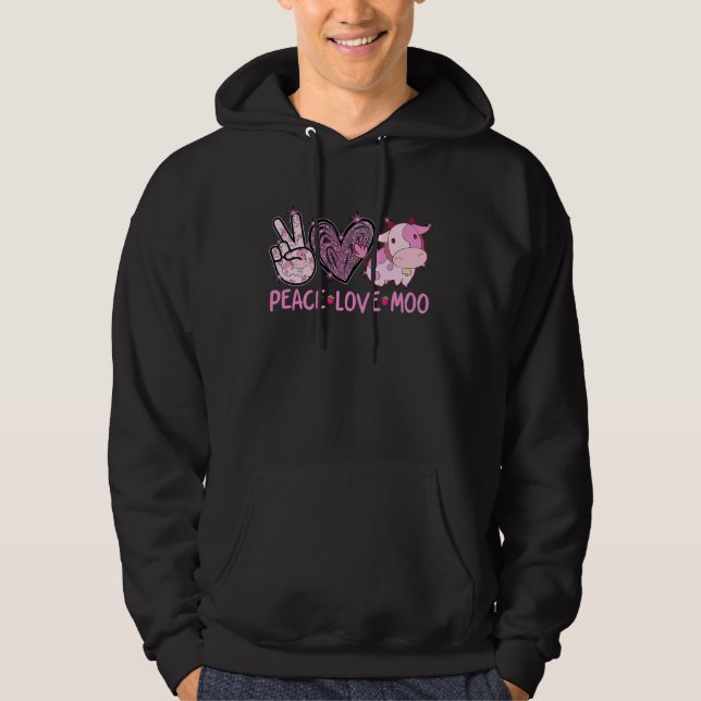 Peace Love Moo Cows Tie Dye Rainbow Vegan Farm Gir Hoodie (Front)