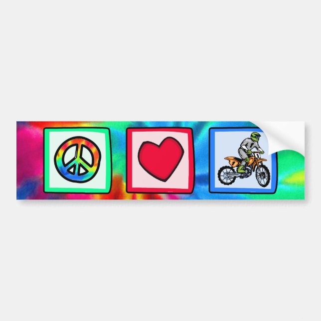 Peace, Love, Motocross Bumper Sticker (Front)