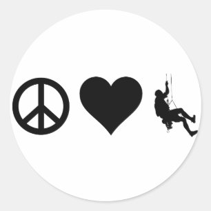 Peace Love Mountain Climbing Classic Round Sticker