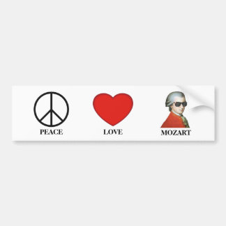 Peace Love Mozart - Musical Bumper Sticker! Bumper Sticker