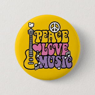 Peace-Love-Music 6 Cm Round Badge