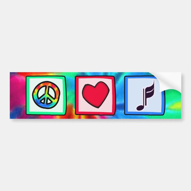 Peace, Love, Music Bumper Sticker (Front)