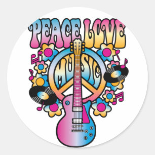 Peace Love Music Classic Round Sticker