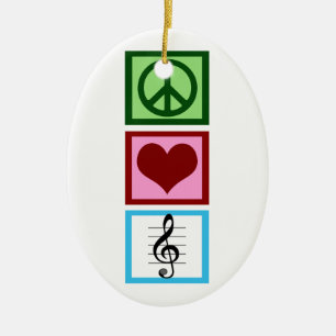 Peace Love Music Custom Ceramic Tree Decoration