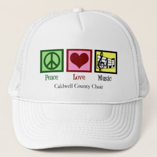Peace Love Music Custom Cute Musician Trucker Hat
