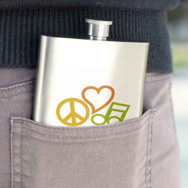 Peace Love Music custom flask (In Situ)